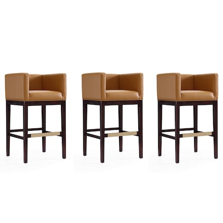 Manhattan Comfort Kingsley Barstool in Camel and Dark Walnut, PK3 3-BS012-CL